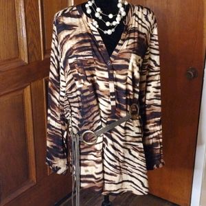 Brown and black zebra Calvin Klein blouse